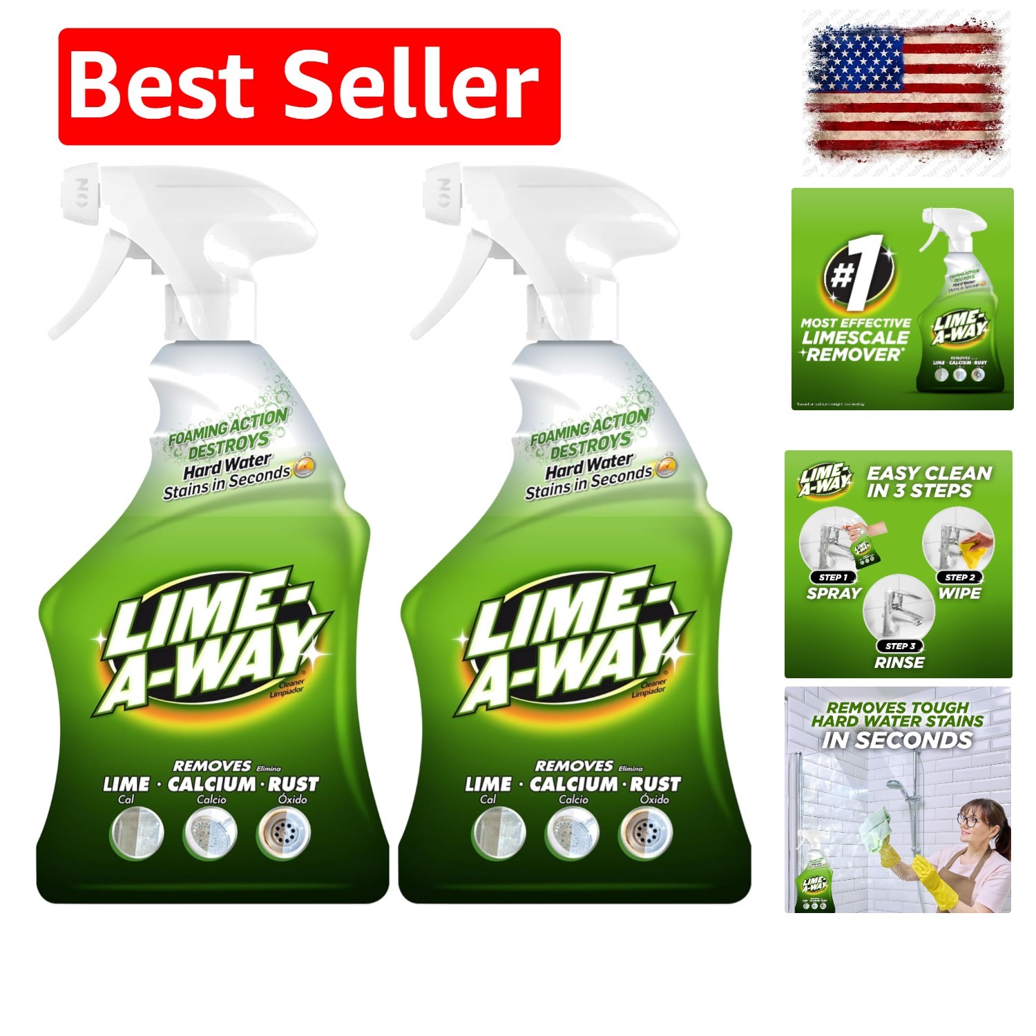 Bathroom Cleaner, 32 fl oz Bottle, Removes Lime Calcium Rust Pack of 2