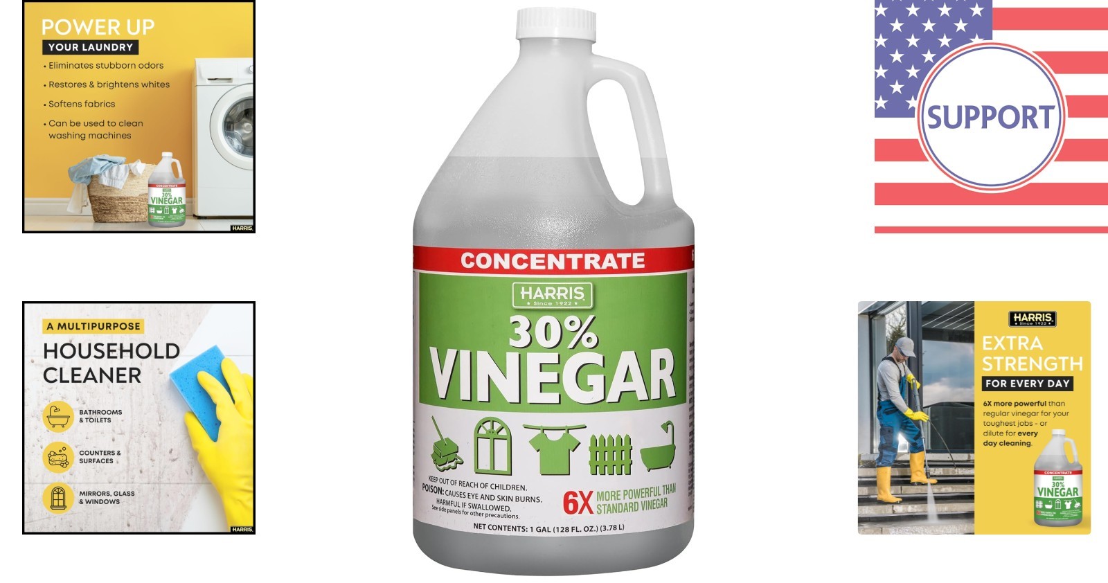 Extra Strength Concentrated Vinegar – Laundry Booster & Home Cleaner, 1 Gallon