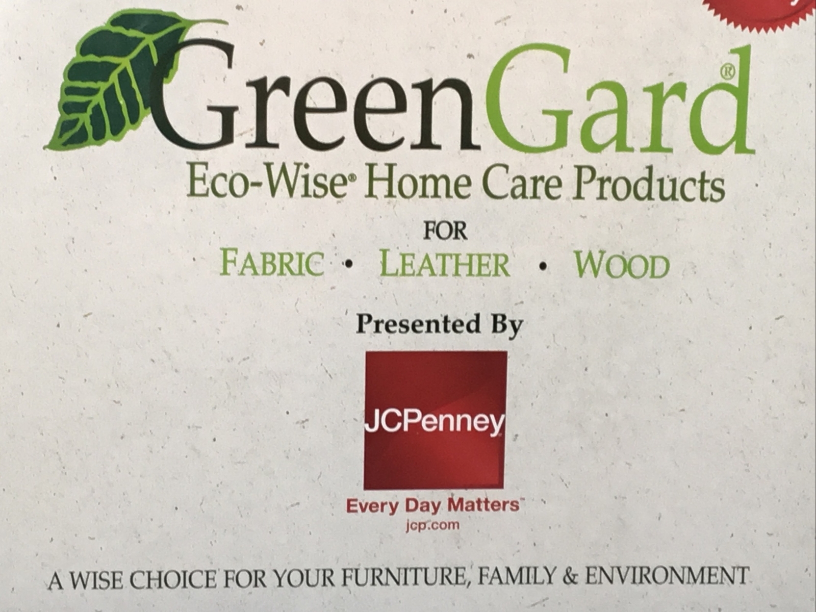 Green Card Eco-Wise Home Care Products For Fabric Leather + Wood By JCPenney