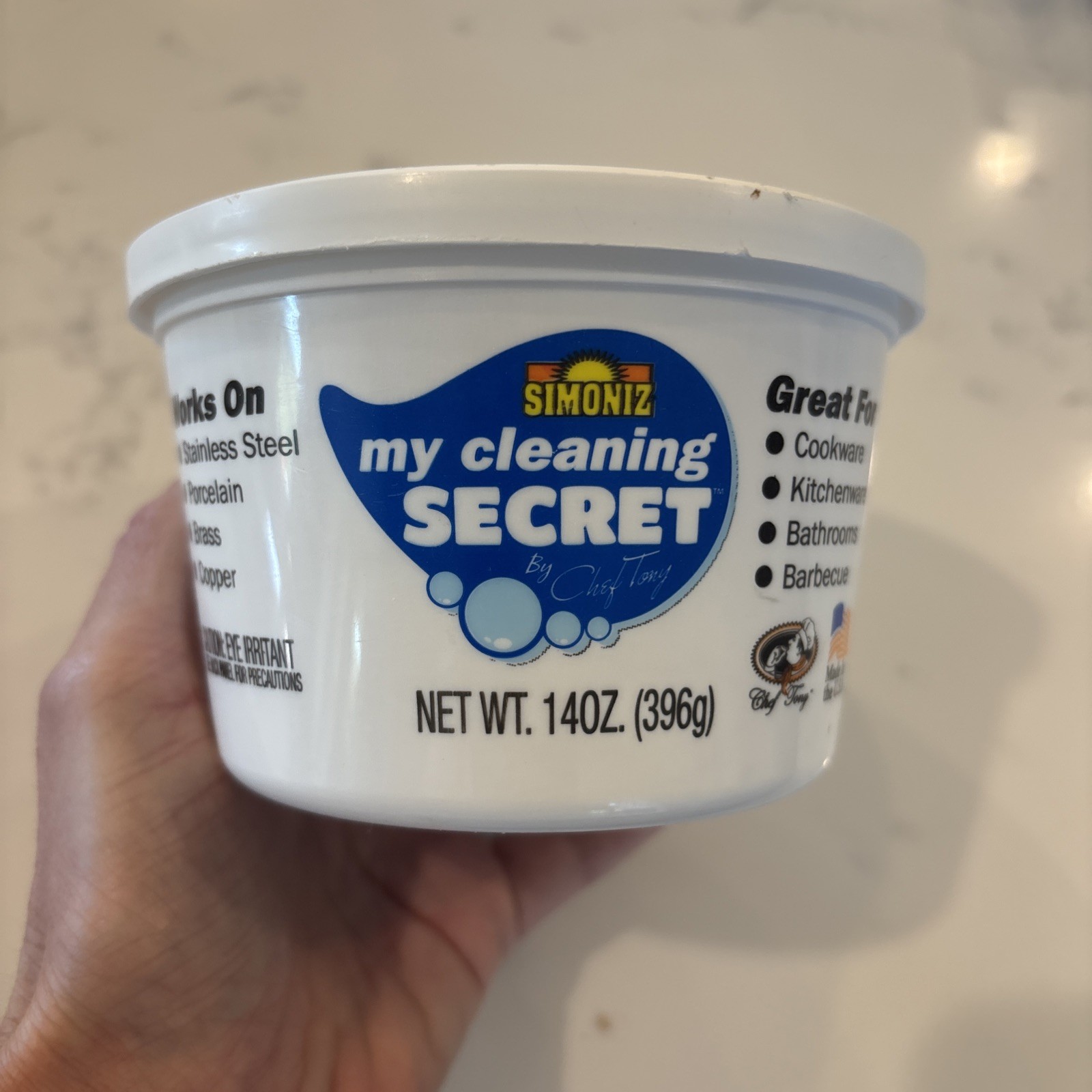My Cleaning Secret Cleaner by Chef Tony Simoniz 14 Oz Tub New Open Container
