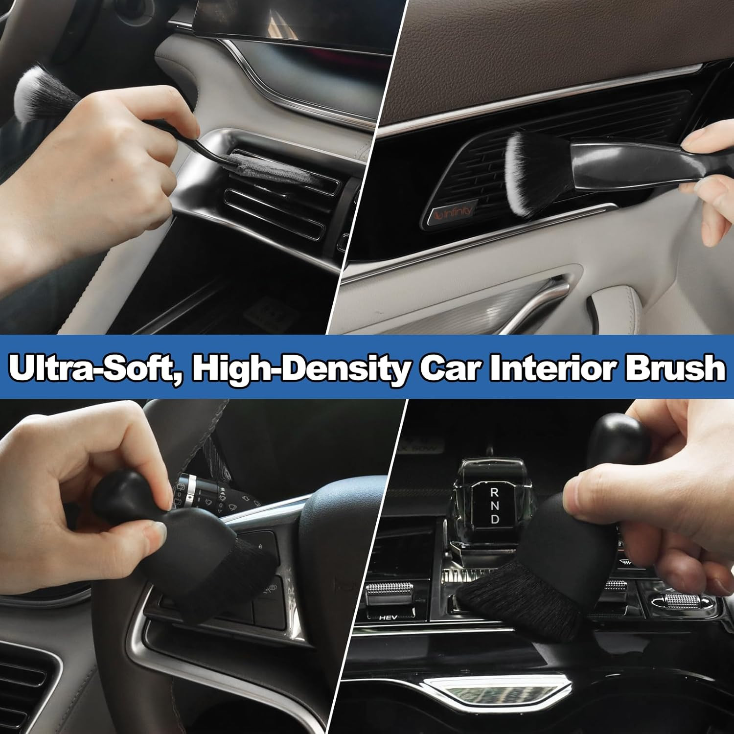 14-Piece Car Interior Cleaning Kit with Extendable Handle and Microfiber Pads