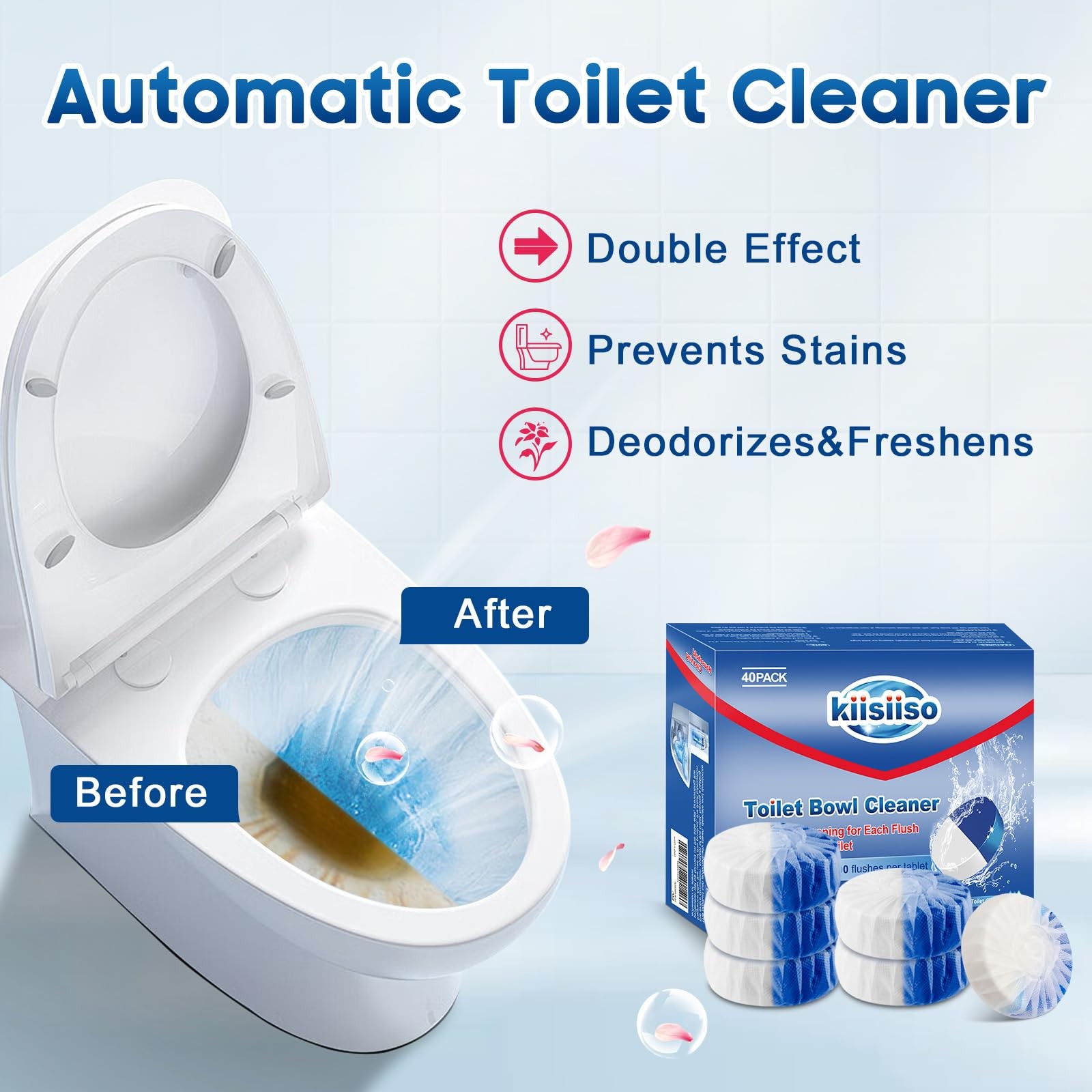 KIISIISO Toilet Bowl Cleaners 40 PACK, LongLasting Toilet Bowl Cleaner Tablet…