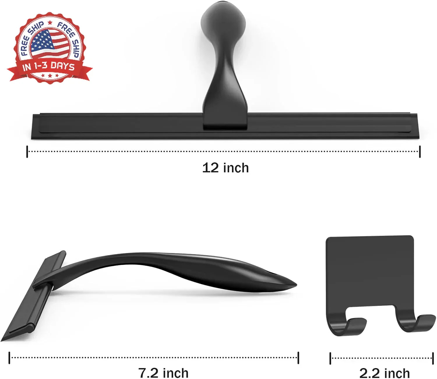 All-Purpose Stainless Steel Shower Squeegee for Shower Glass Door with Adhesive