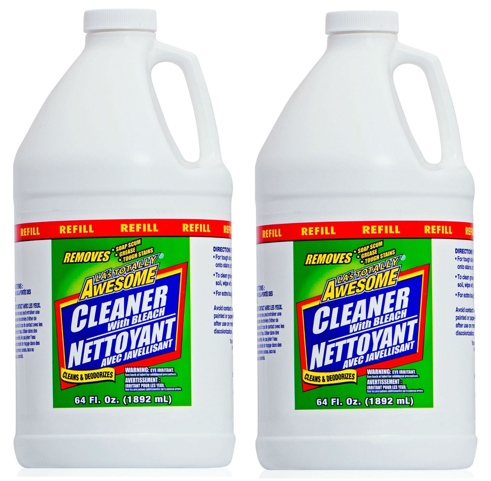 (Lot of 2)- LA’s Totally Awesome Cleaner with Bleach Refill 64 Oz. each