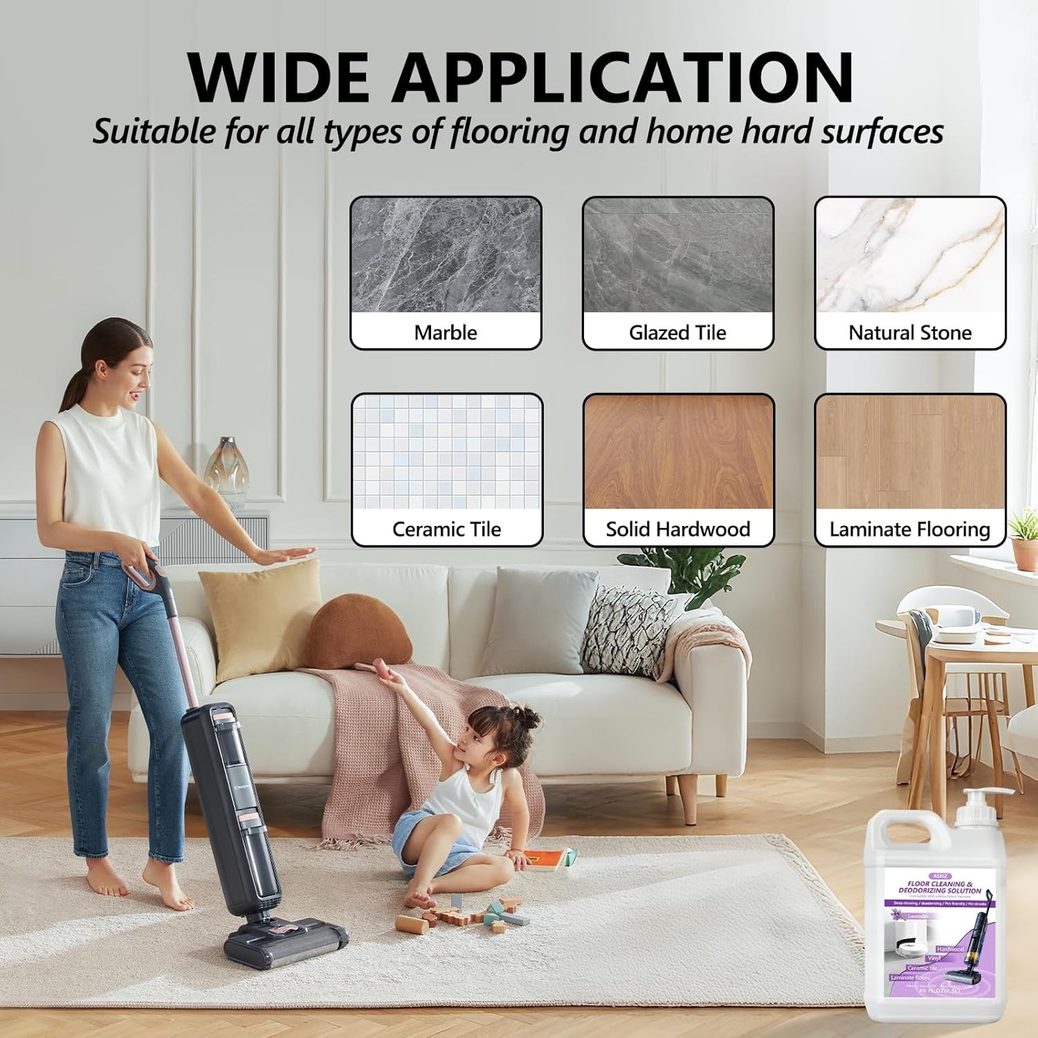 Floor Cleaning Solution- 85 FL OZ-Floor Cleaner for Mopping with Tineco,Deep