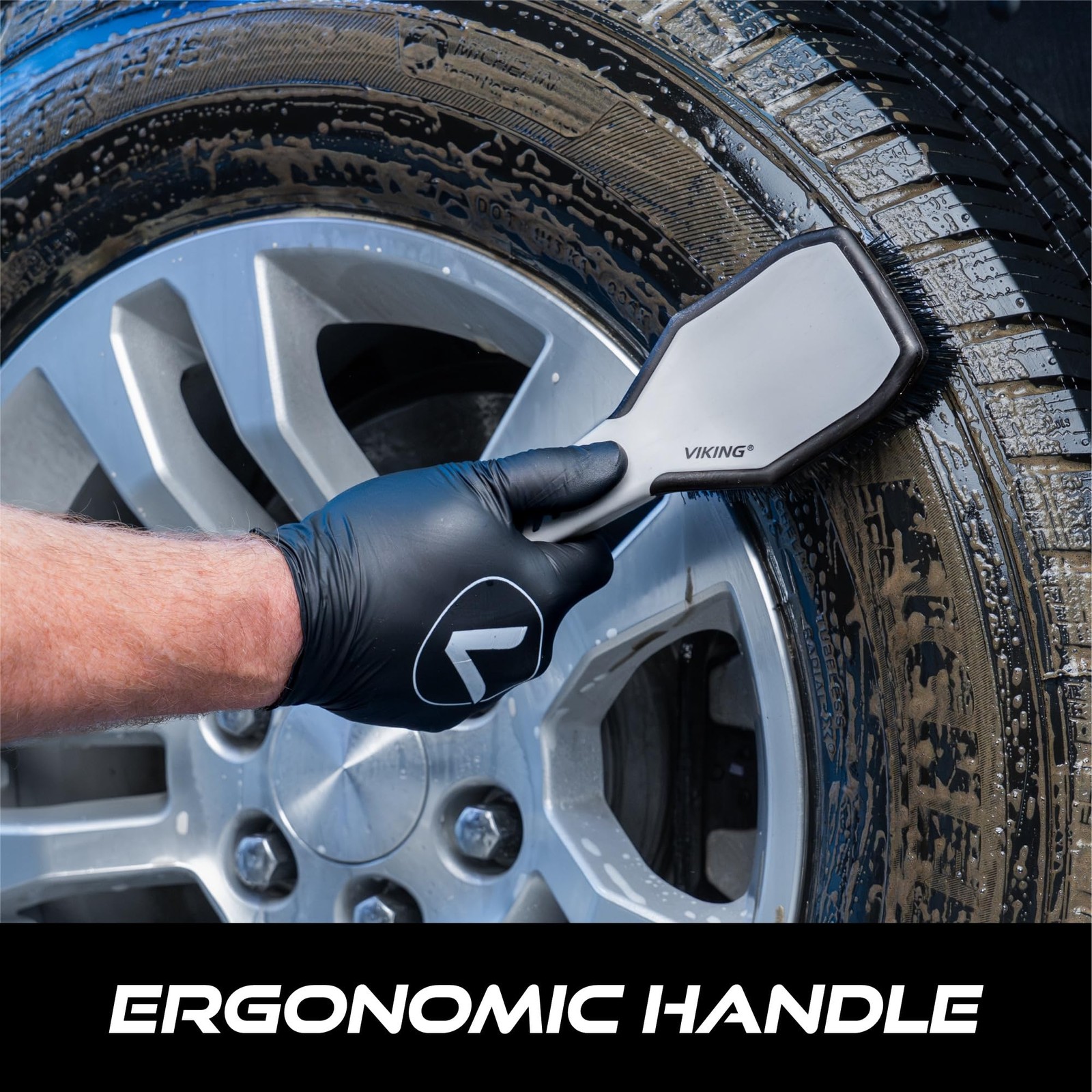 Tire Brush and Wheel Brush for Cleaning Car, Tires, Car Wash, Grey, 10.3 x 3….