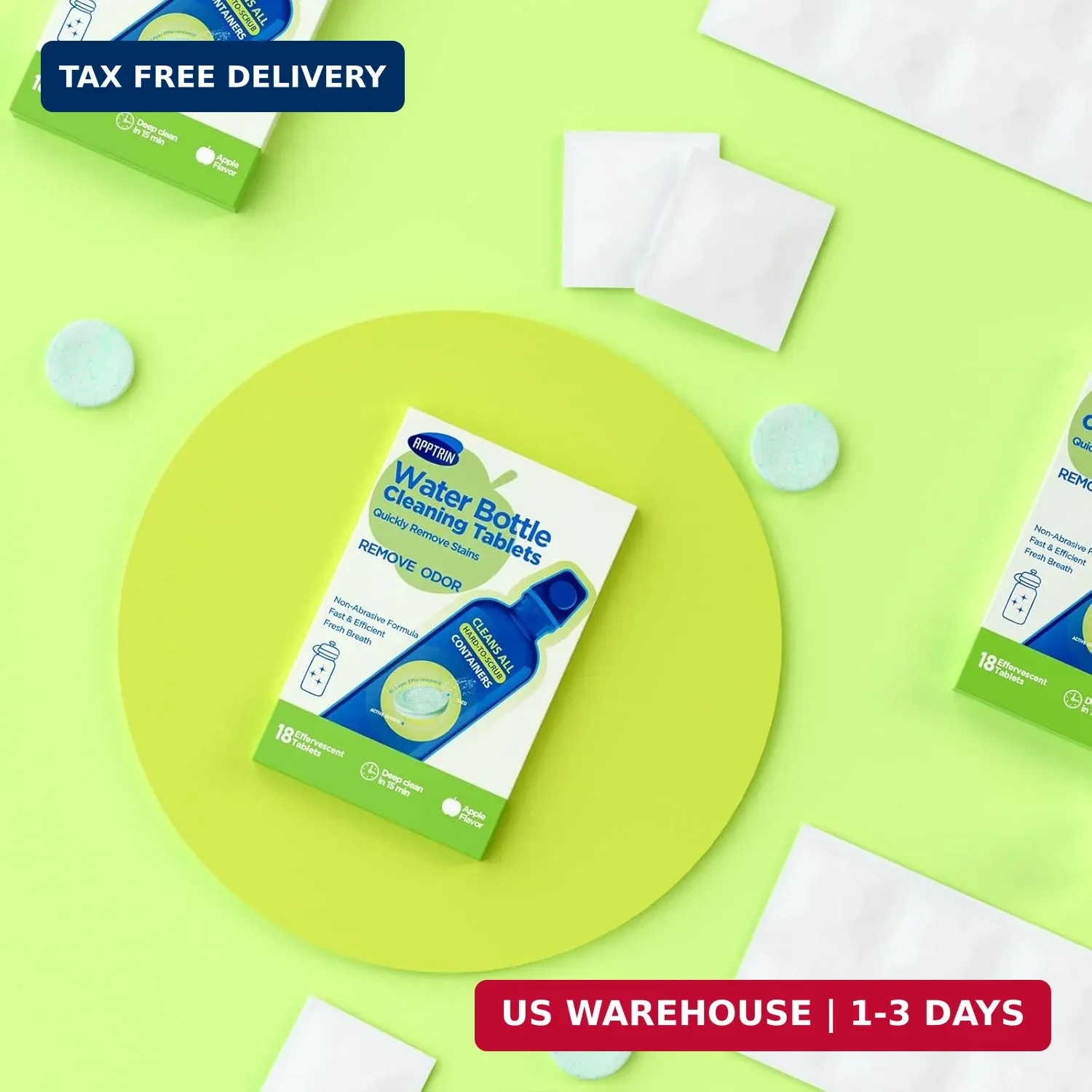 Water Bottle Cleaning Tablets, 18 Pack Bottle Clean Tablet Hydration Bladder Cle