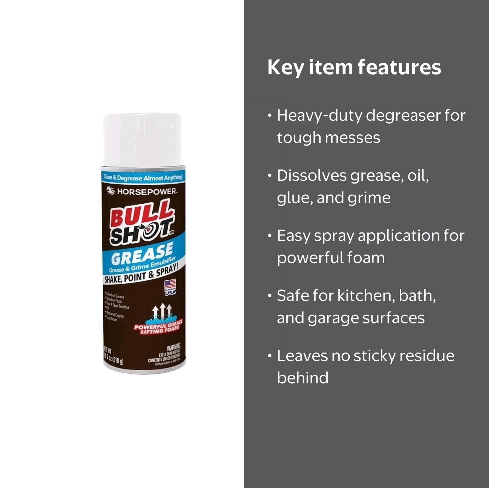 3pk Horse Power Bull Shot Degreaser Foaming Grime Remover Spray Made in USA!