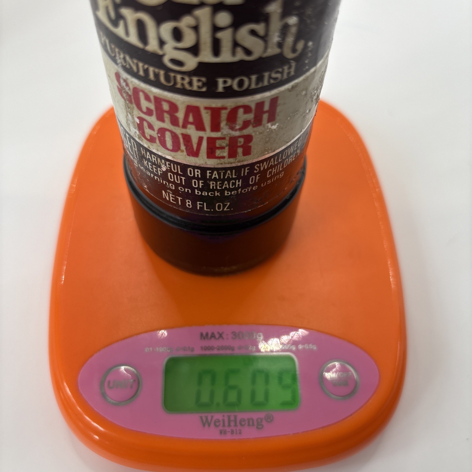 Vtg Genuine Old English Furniture Polish Scratch Cover Glass Bottle 8 Oz Used