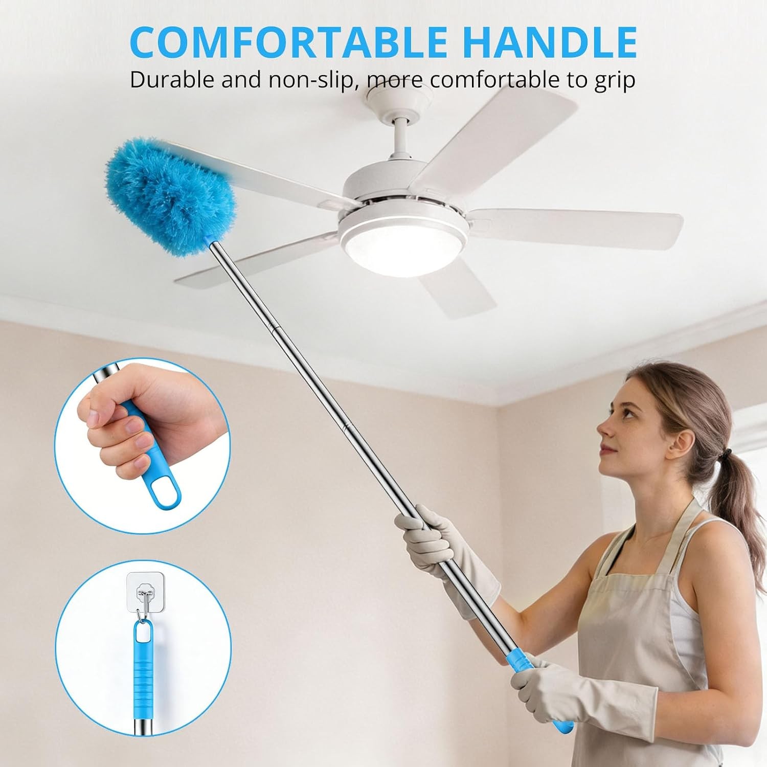 Ceiling Fan Cleaner Duster, Microfiber Ceiling Fan Duster with Extension Pole