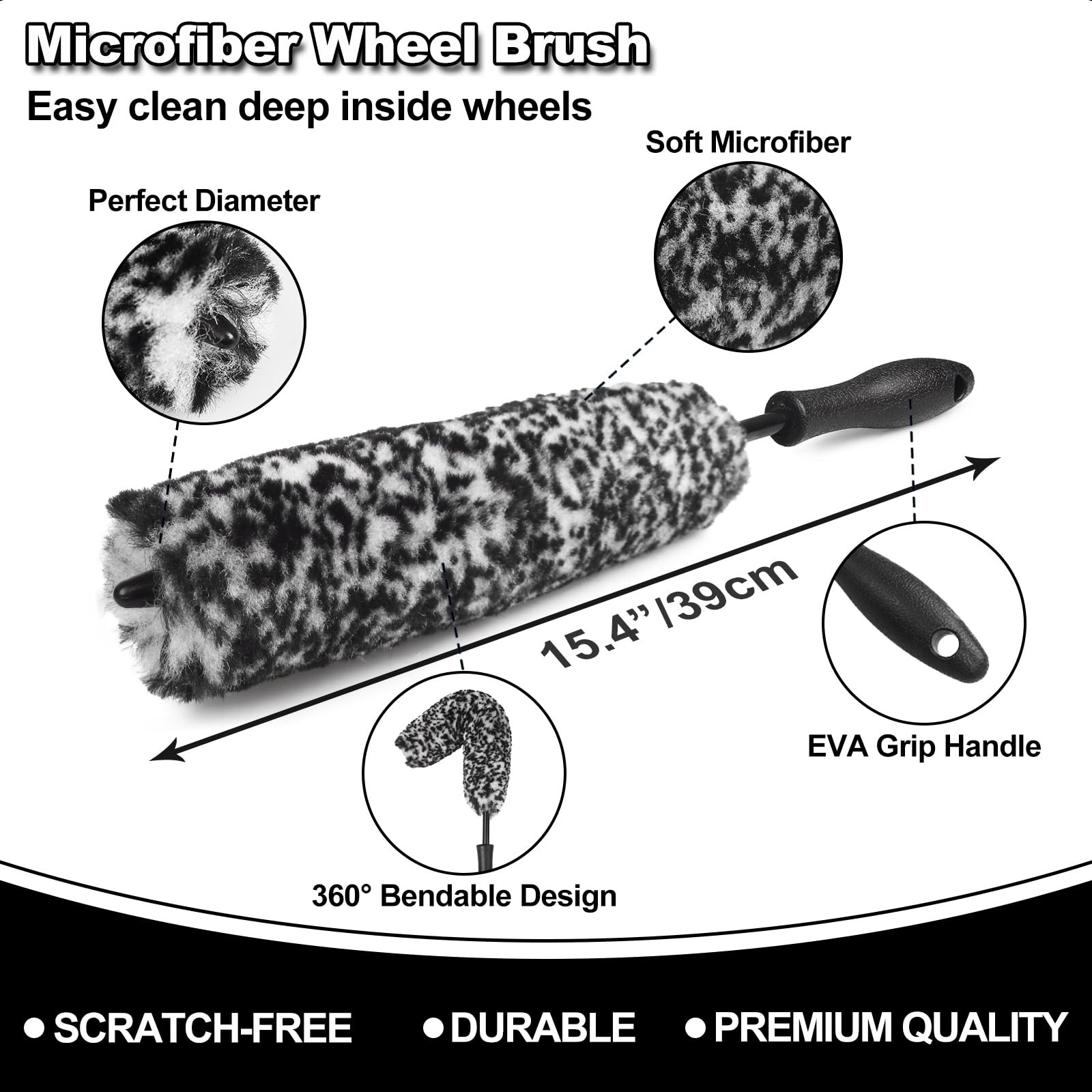 9Pcs Car Wheel & Tire Brush Kit, Wheel Cleaner Brush, Softbristled Rim Brush,…