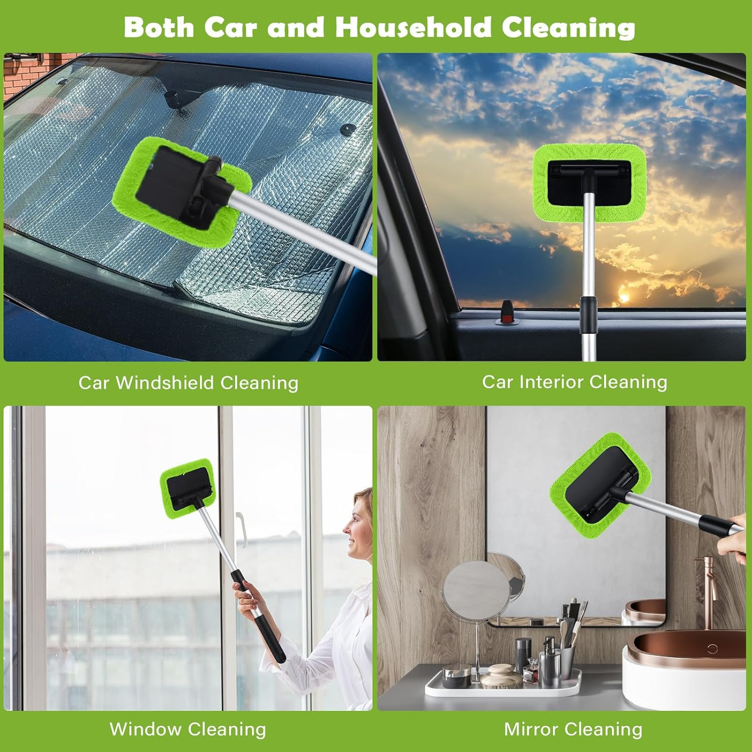 3 Set Windshield Cleaner Tool inside Car Window Cleaner Tool with 3 Extendable H