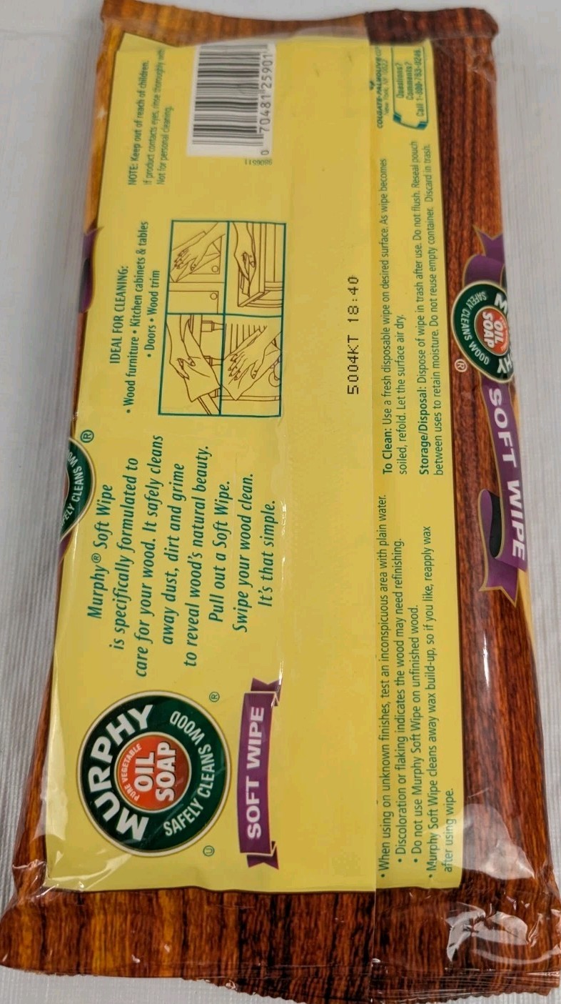 Murphy Soft Wipes Clean & Dust Multi-Use Wood Cleaner 18 Large Wipes New Sealed
