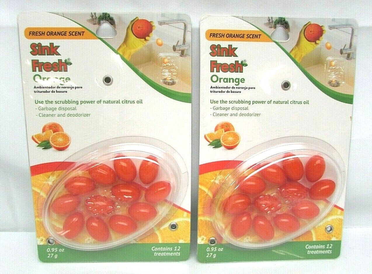 2 Pack SINK FRESH Garbage Disposal Cleaner and Deodorizer NEW Citrus Oil Orange