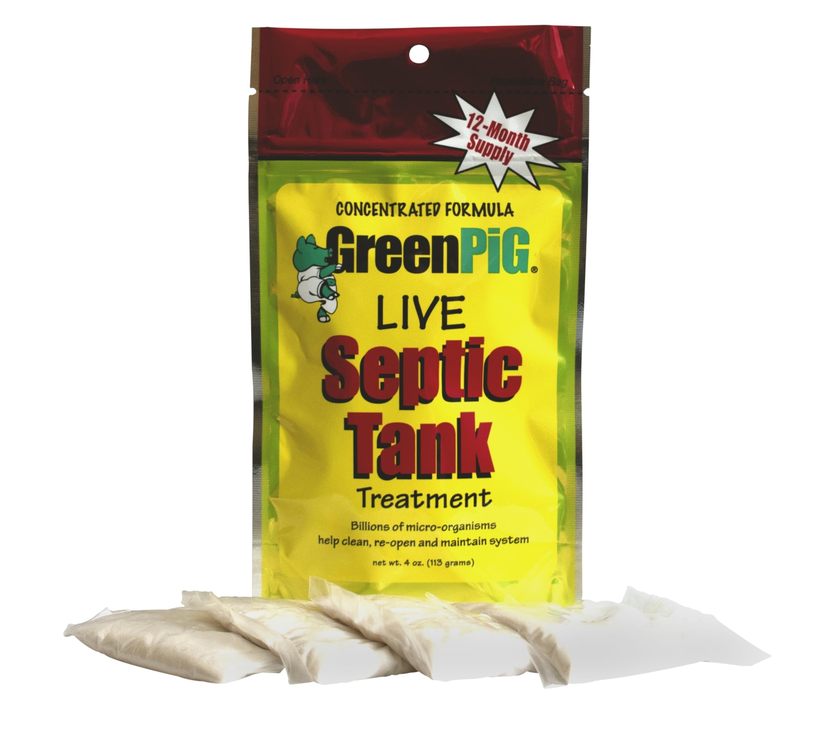 GREEN PIG Live Septic Tank Treatment Aids in the Breakdown of Septic Waste