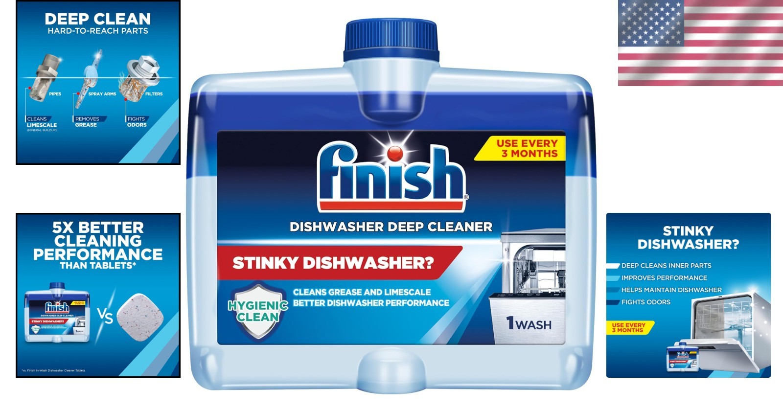 Finish Dual Action Dishwasher Cleaner: Fight Grease & Limescale, Fresh, 8.45 Oz.