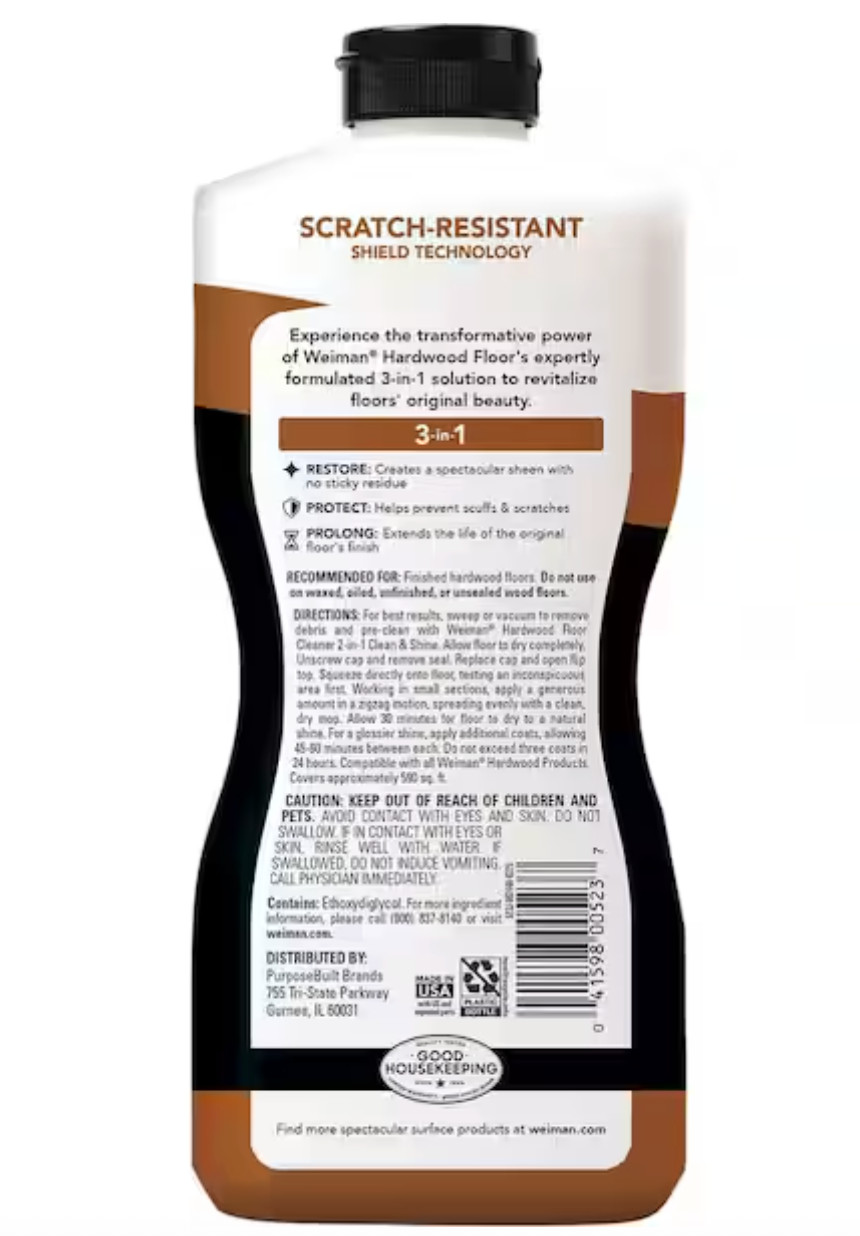 Weiman Wood Floor Polish and Restorer 32 Ounce High-Traffic Hardwood Restore