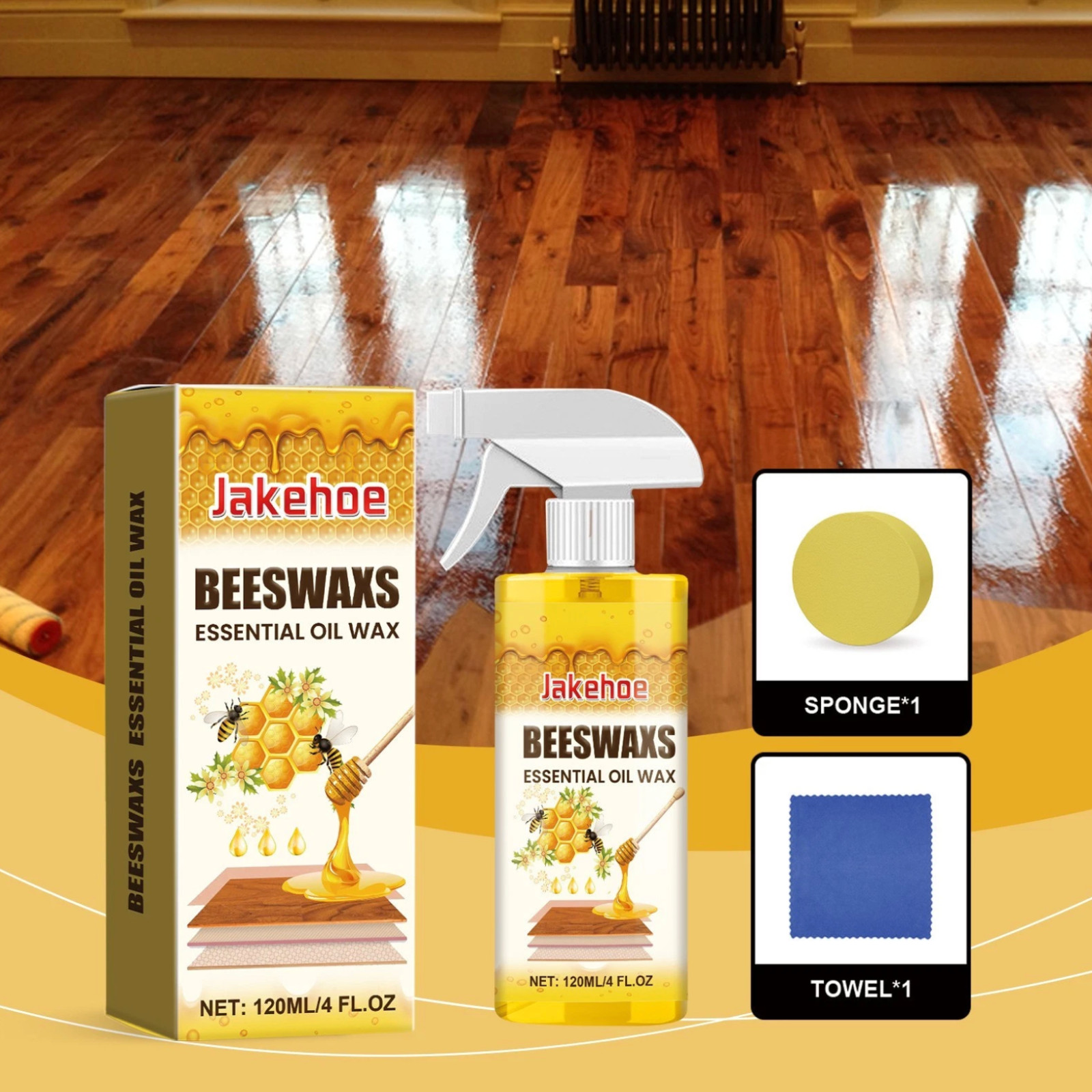 Natural Beeswax Polish Spray, Wood Furniture & Floor Cleaning Care