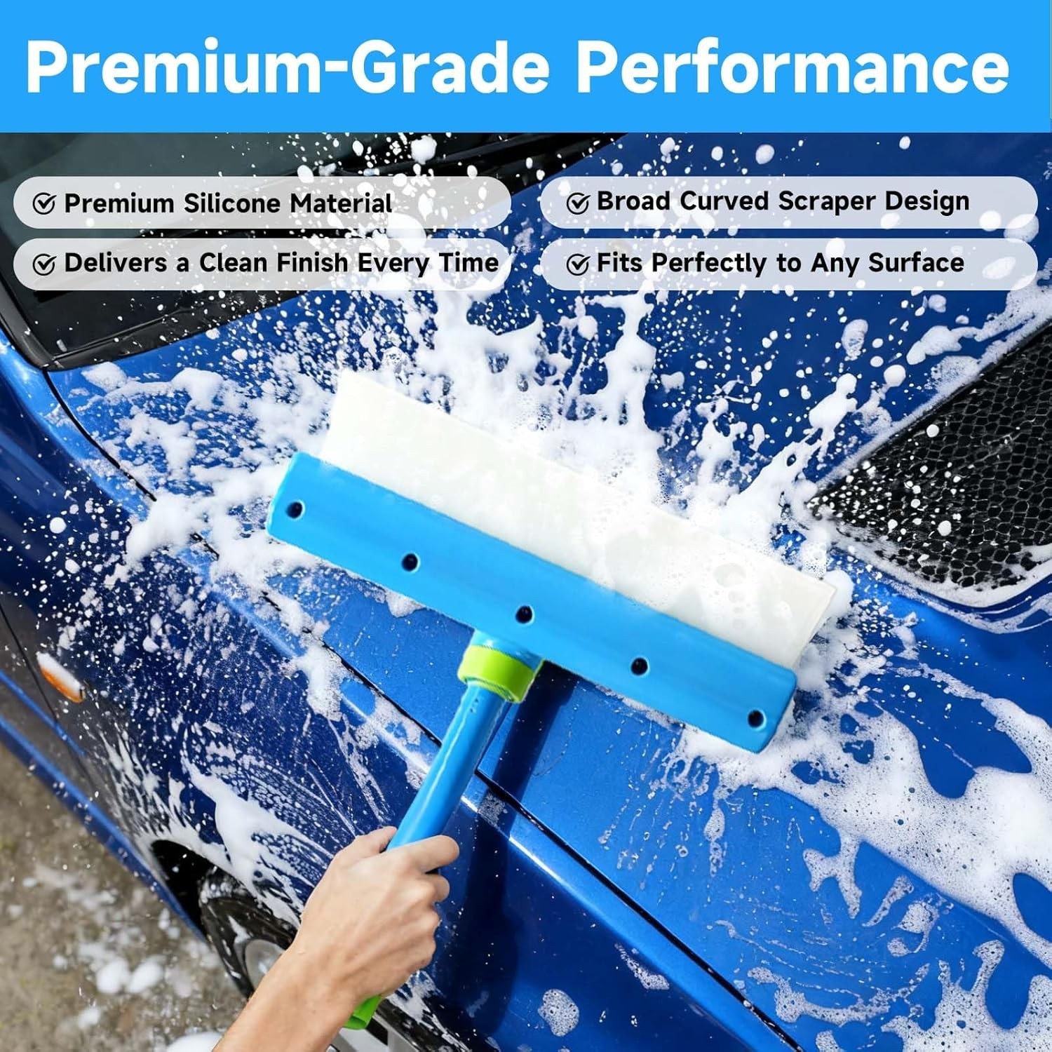 3 in 1 Recyclable Green Window Cleaning Kit Squeegee with Microfiber Scrubber
