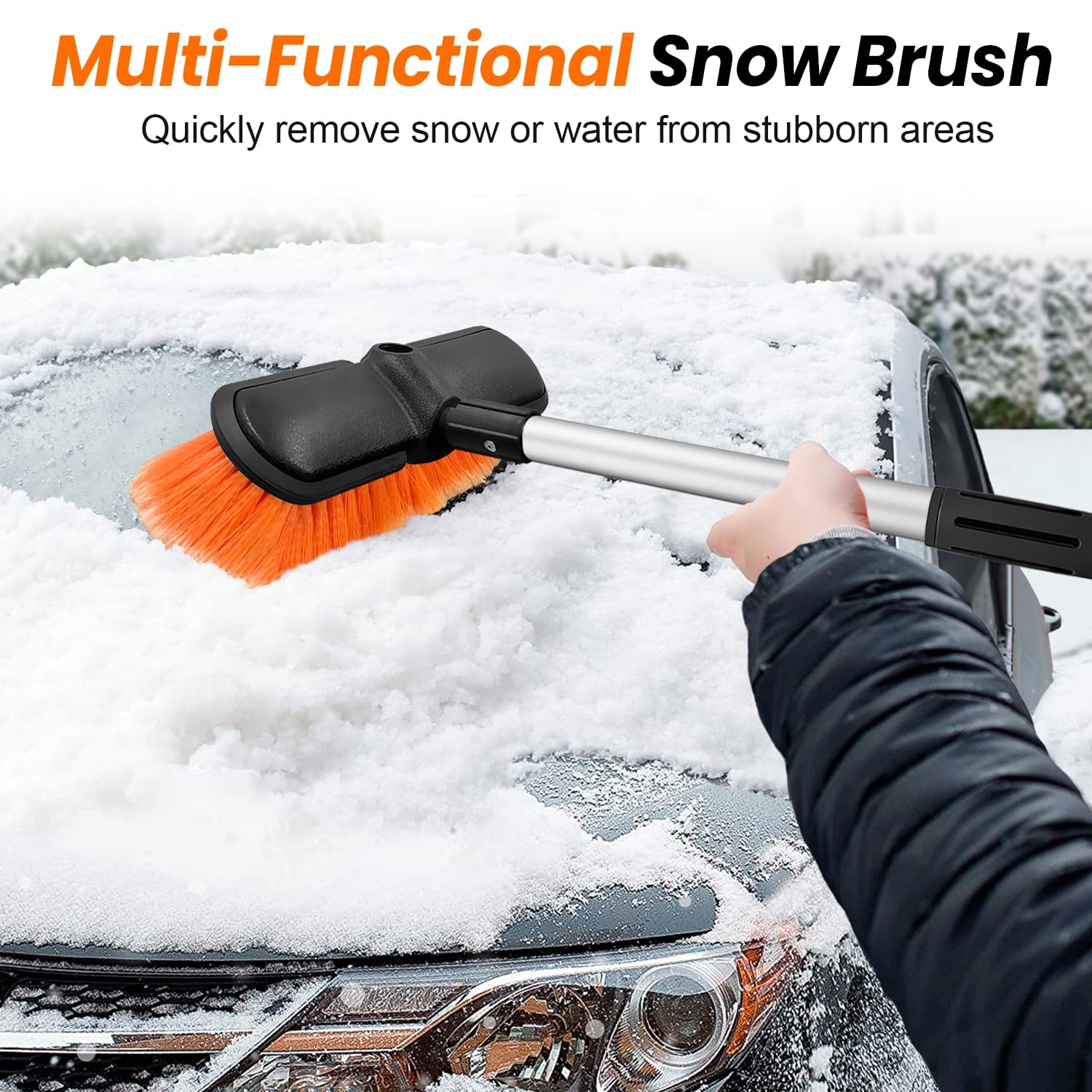 Car Wash Dip Soft Brush W/ Extension Aluminum Alloy Pole No Scratch 10″ 65″