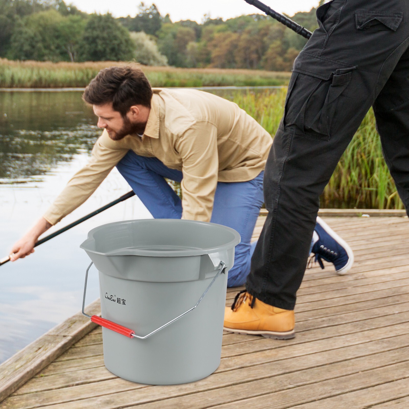Cand 3.5 Gal Heavy Duty Commercial Plastic Cleaning Bucket Pail w/ Handle, 4Pack