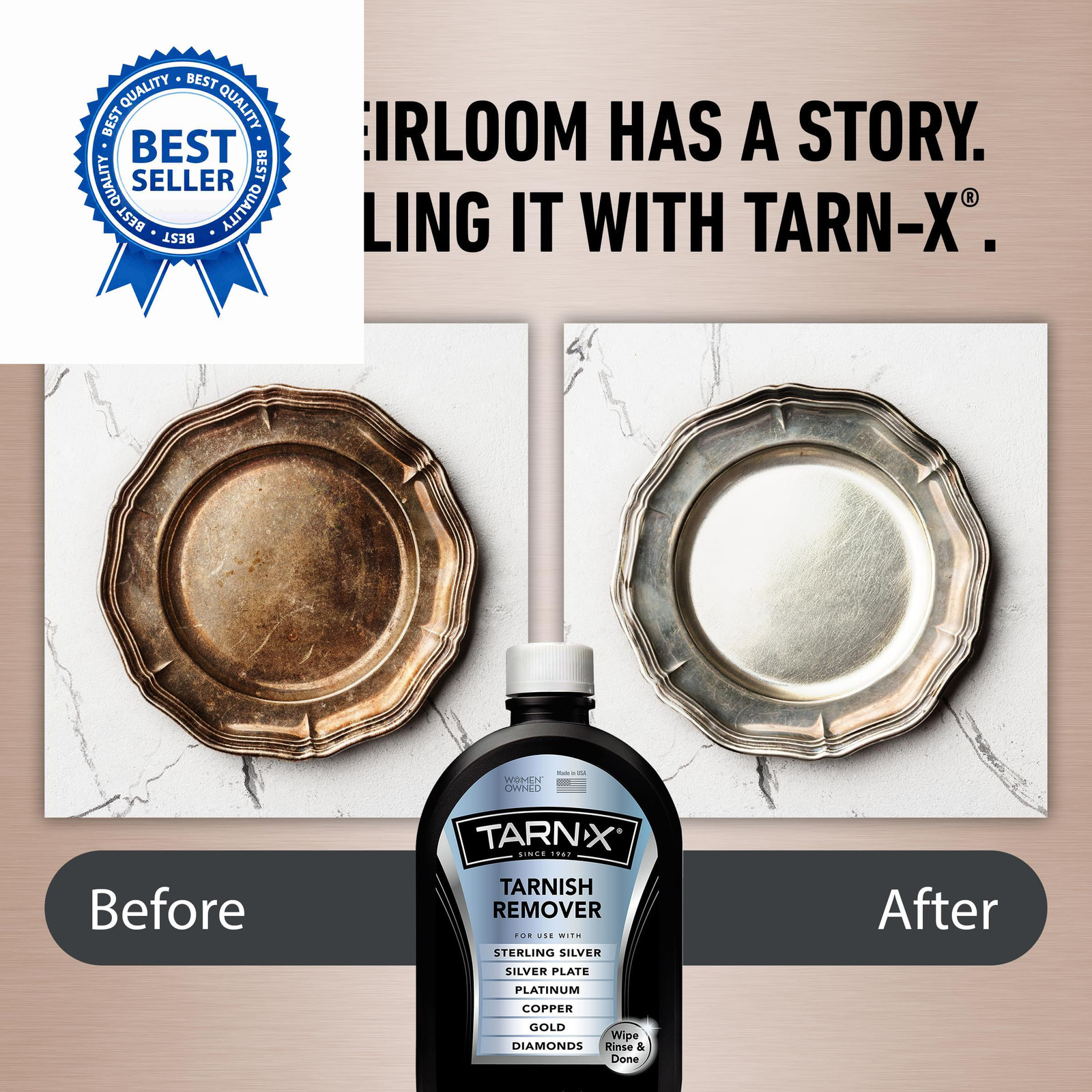 Tarn-X Tarnish Remover, 12 oz. Bottle, Platinum, 12 Fl Oz (Pack of 1), Multi