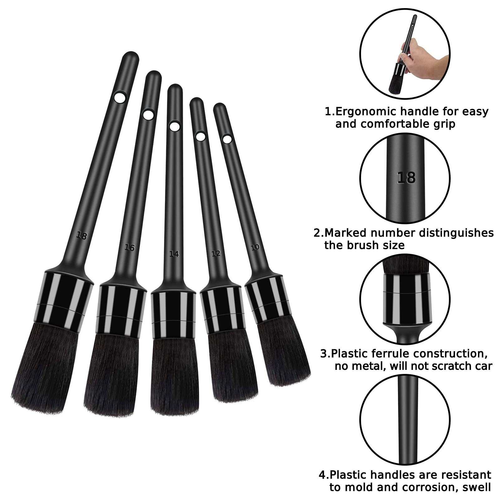Car Detailing Brush Set Soft Wire 9pcs Interior Dash Engine Leather Clean Kit
