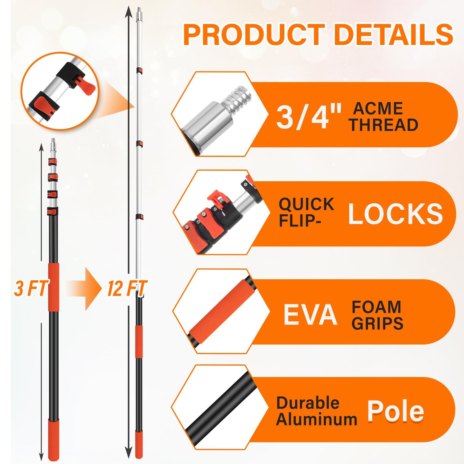 30FT High Reach Duster Cleaning Kit with 24FT Pole | 4-in-1 Tool Set with Uni…