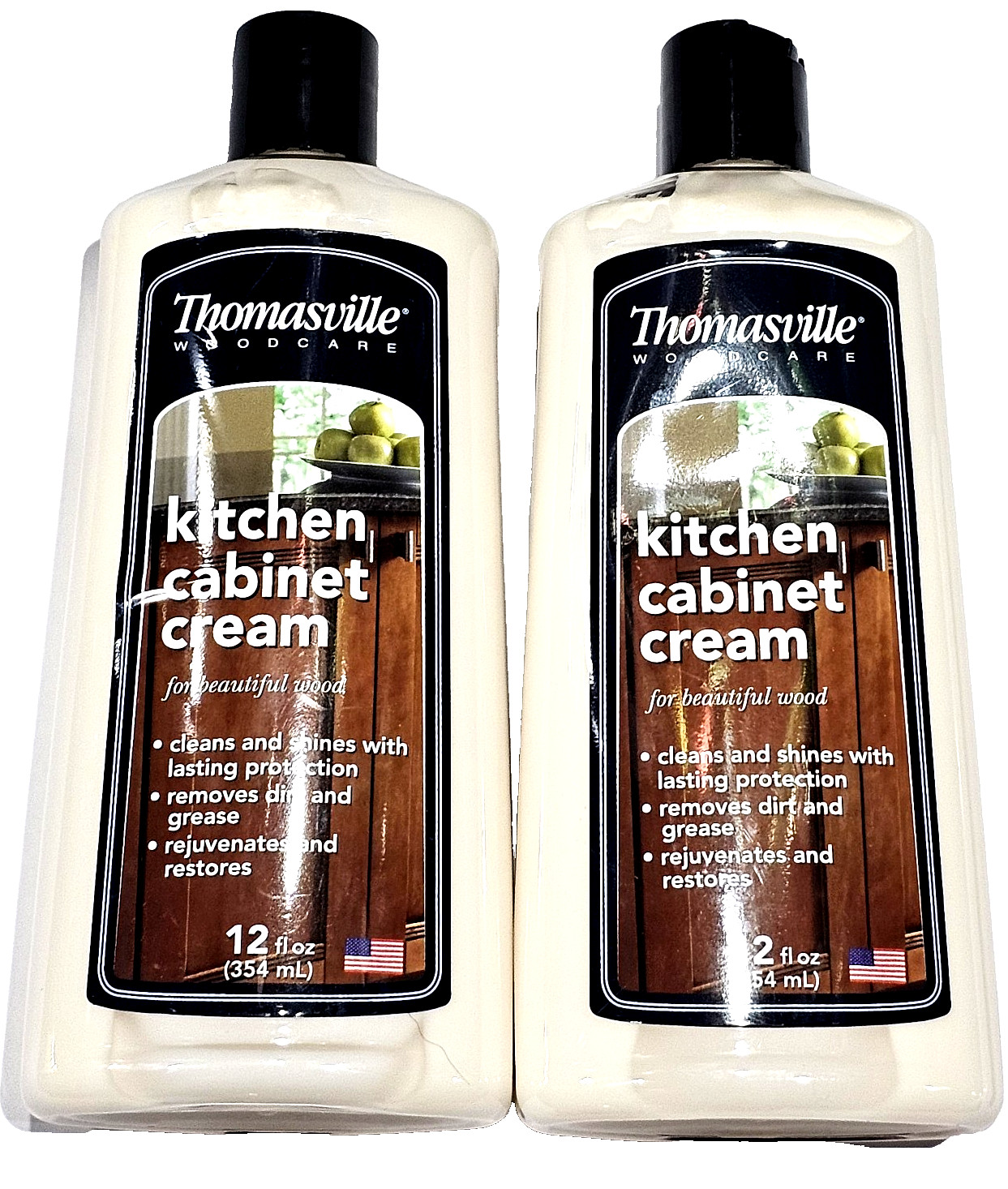 2 Pack Thomasville Kitchen Cabinet Cream For Wood Cleans Shines Protects 12oz