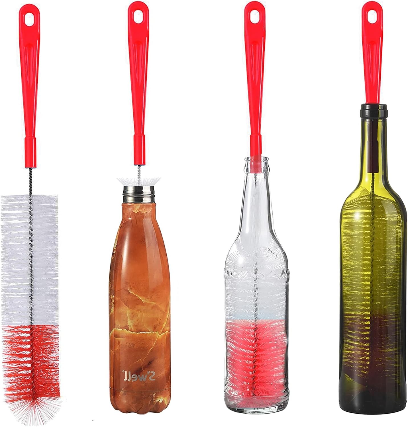 16 inch Extra Long Red Bottle Cleaning Brush Cleaner for Washing Narrow Neck
