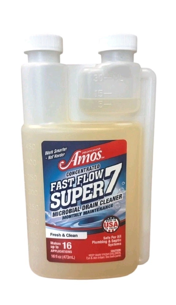 Professor Amos’ Fast Flow Super 7 Microbial Drain Cleaner Clean Lemon 16 FL Oz.