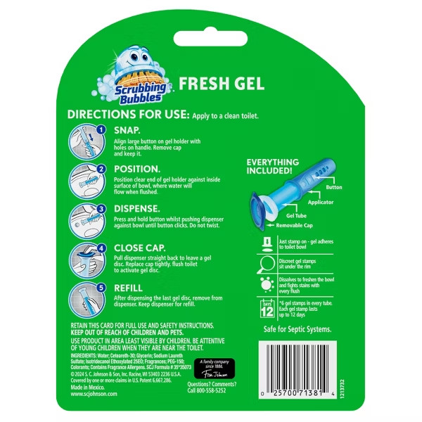 Scrubbing Bubbles Fresh Gel Toilet Bowl Cleaner Stamps – Rainshower – 6ct: Parab