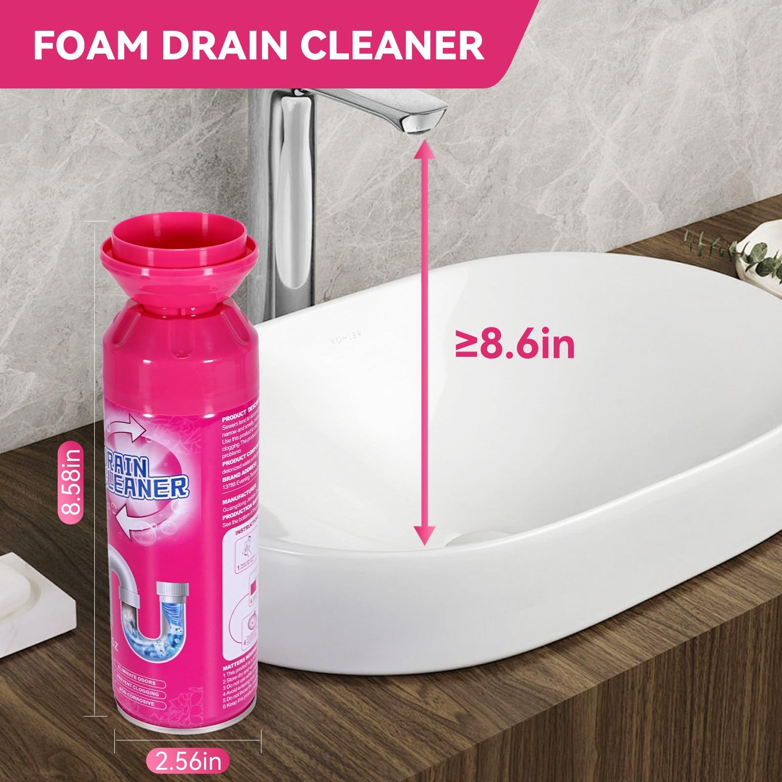 Foaming Drain Cleaner Clog Remover Sink Deodorizer Tub Shower 17 fl oz