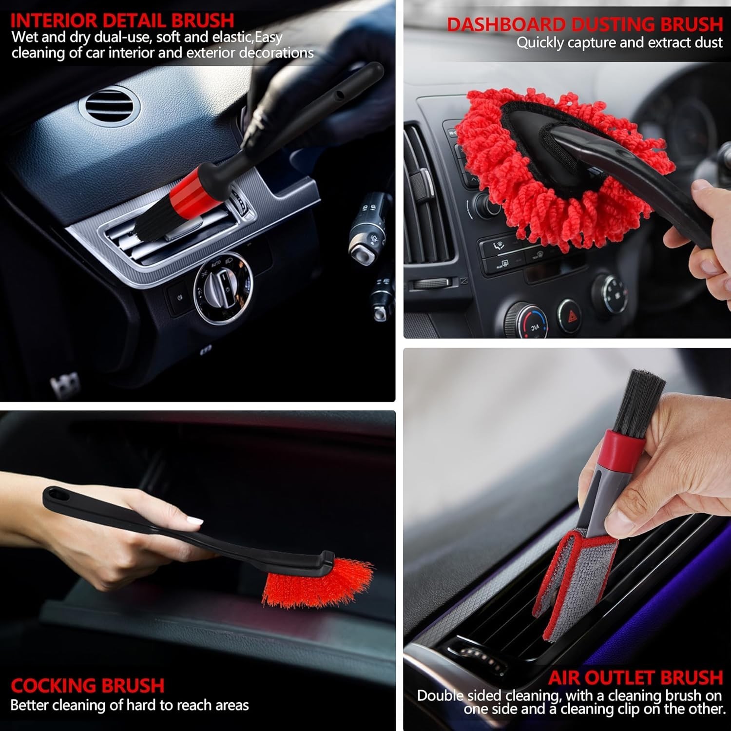 32Pcs Car Detailing Kit Brush Set Drill Attachments Interior Exterior Wheels