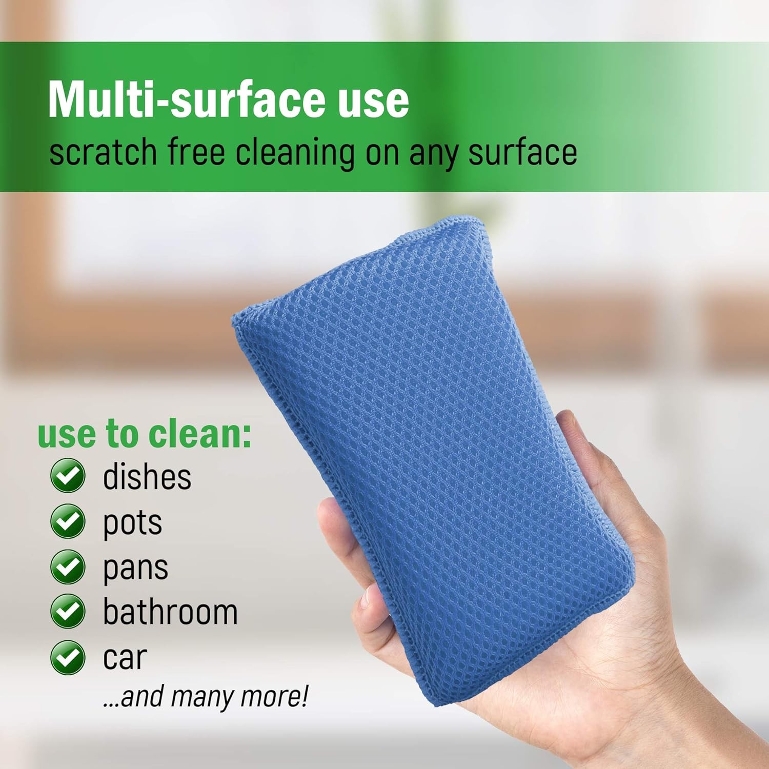 Miracle Microfiber Kitchen Sponge by Scrub-It (6 Pack) – Non-Scratch Heavy Duty
