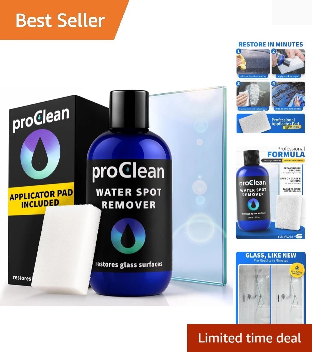 ProClean Hard Water Stain Remover for Glass & Metal – Non-Acid Water Spot Rem…