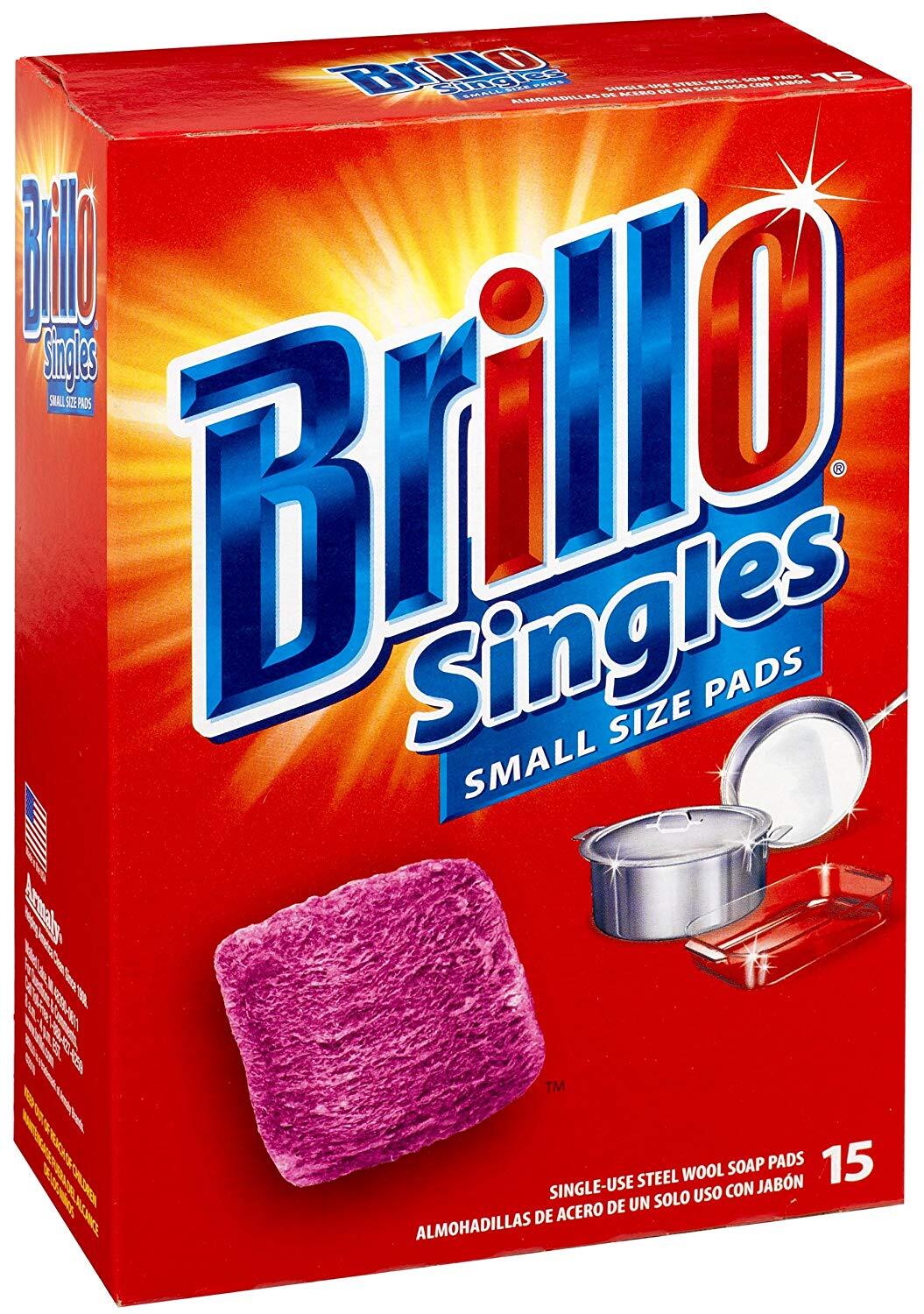 Brillo Steel Wool Soap Pads Singles, Original Scent, 15 Count