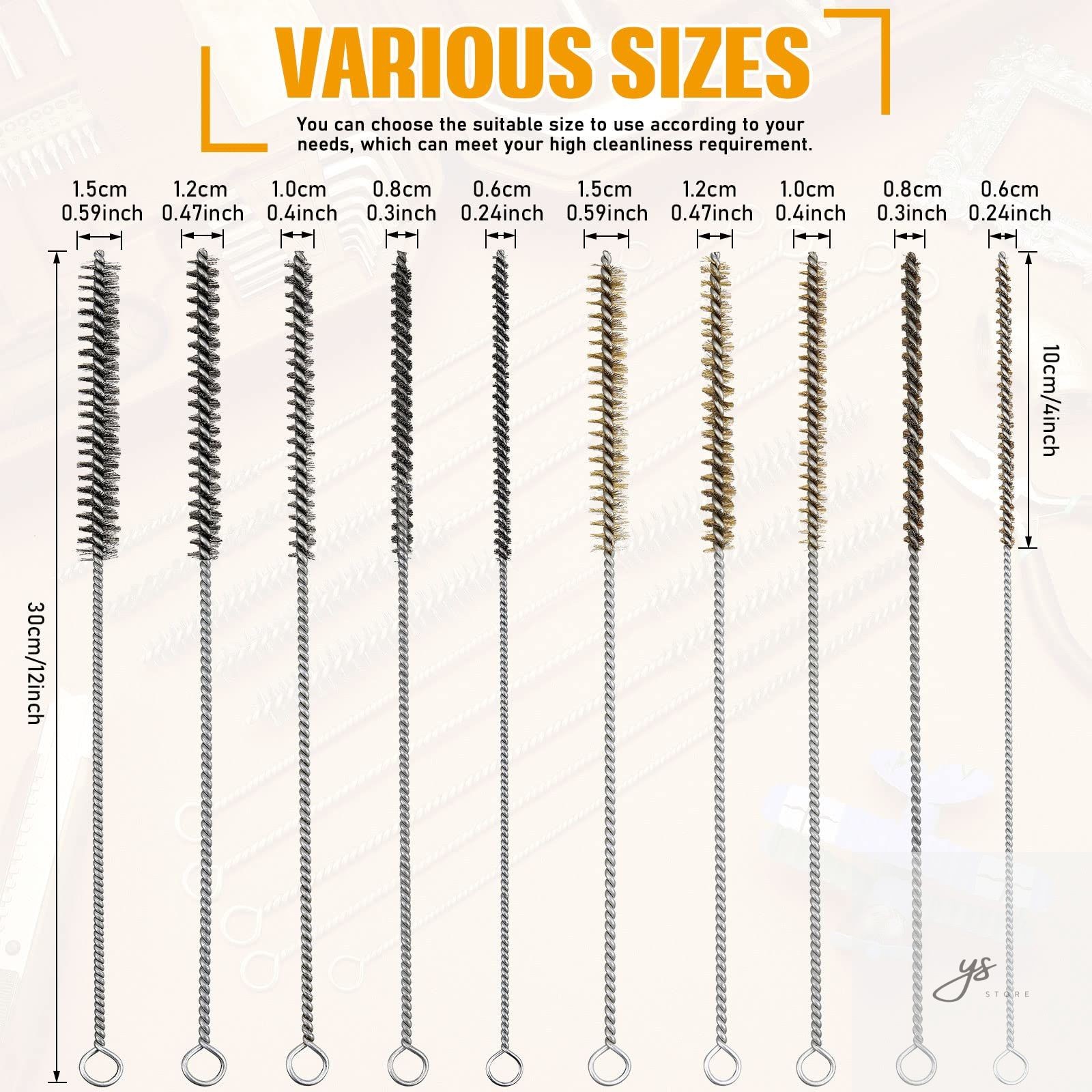10 Pieces Wire Tube Brushes Bulk for Cleaning Pipe Tube Brass Stainless Steel