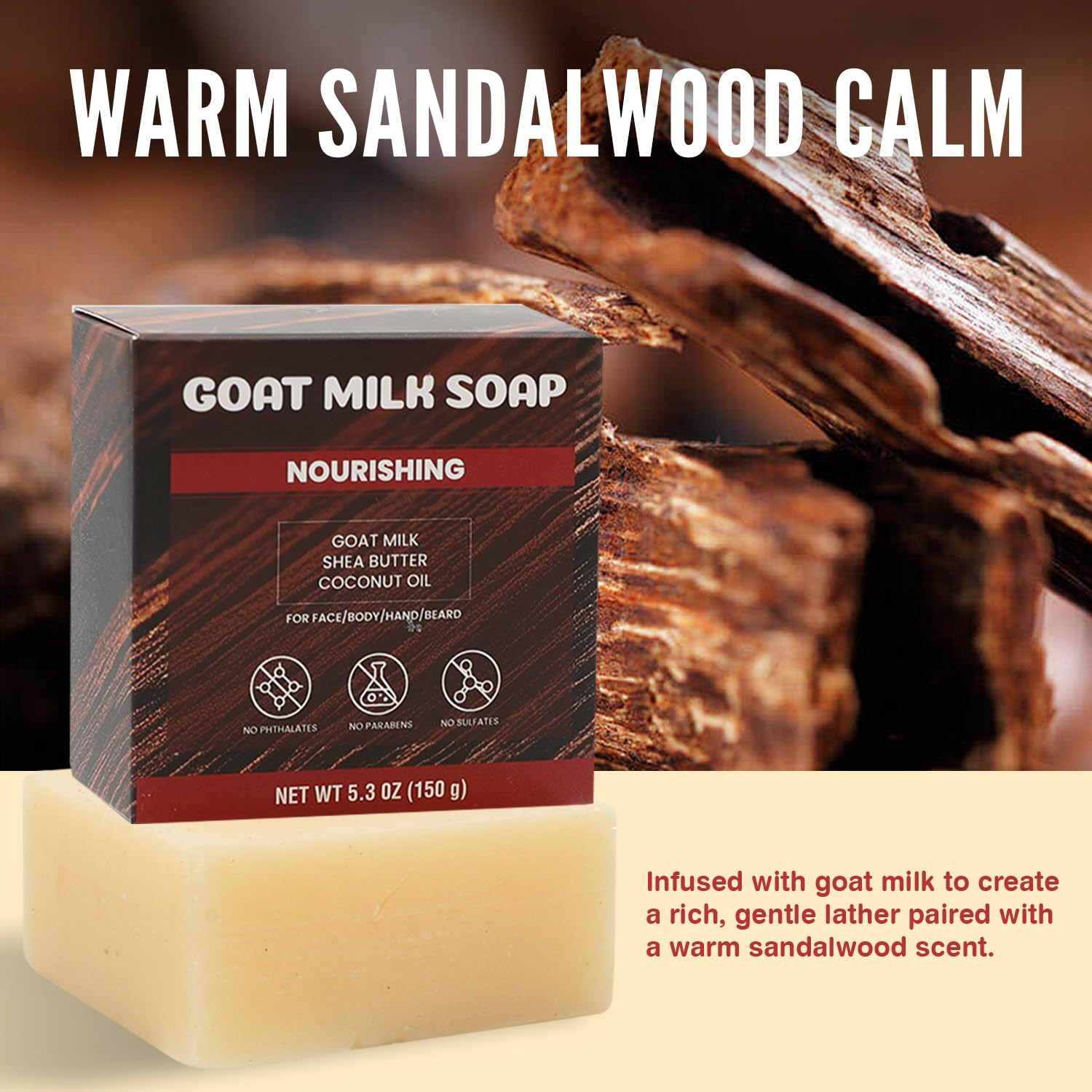 Men’S Soap Bar for Men – Natural Mens Soap – Warm Sandalwood Calm – Gentle, Mois