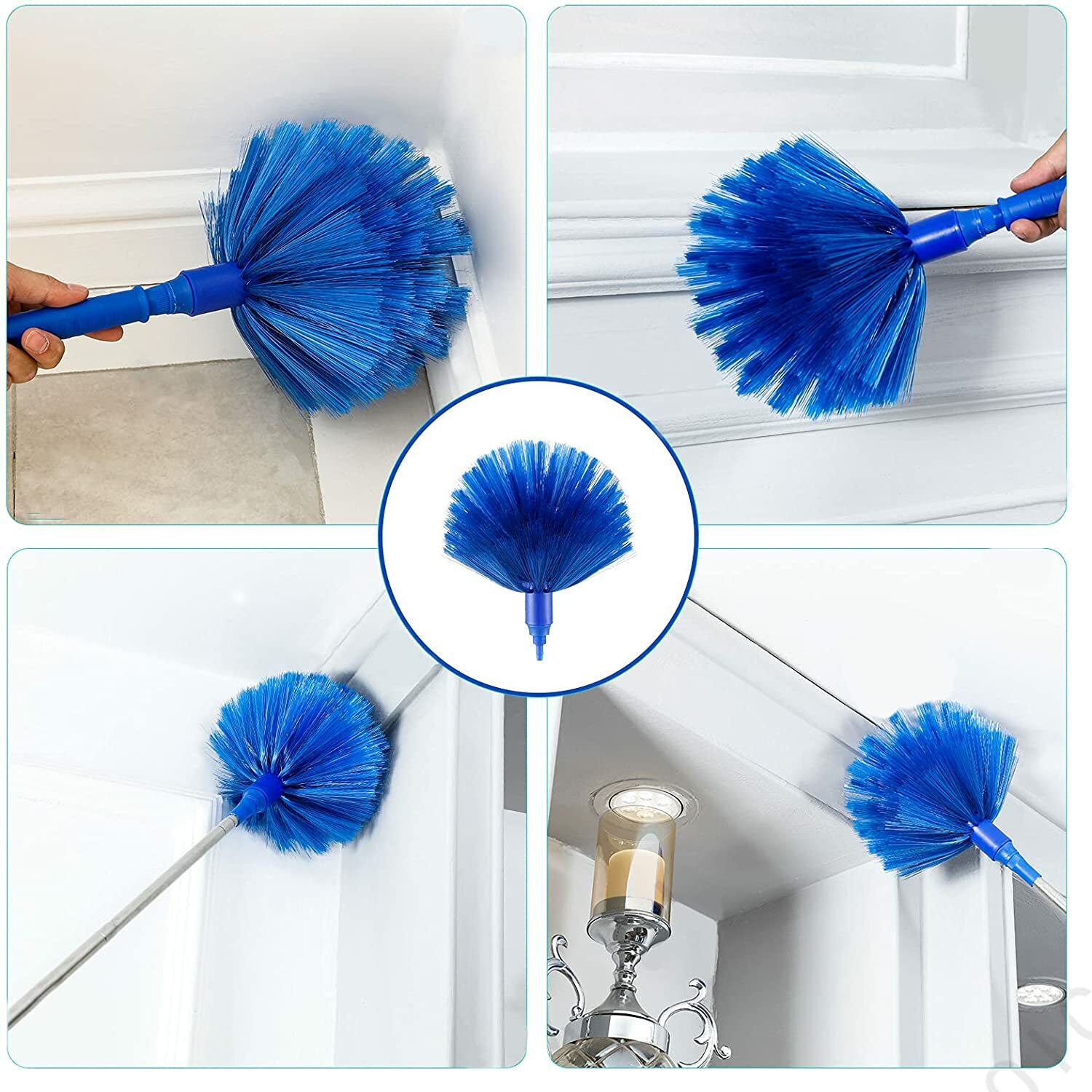 Microfiber Dusters w 2 Handle Sets, Durable 15~100 Inchs Long Telescopic Rod New