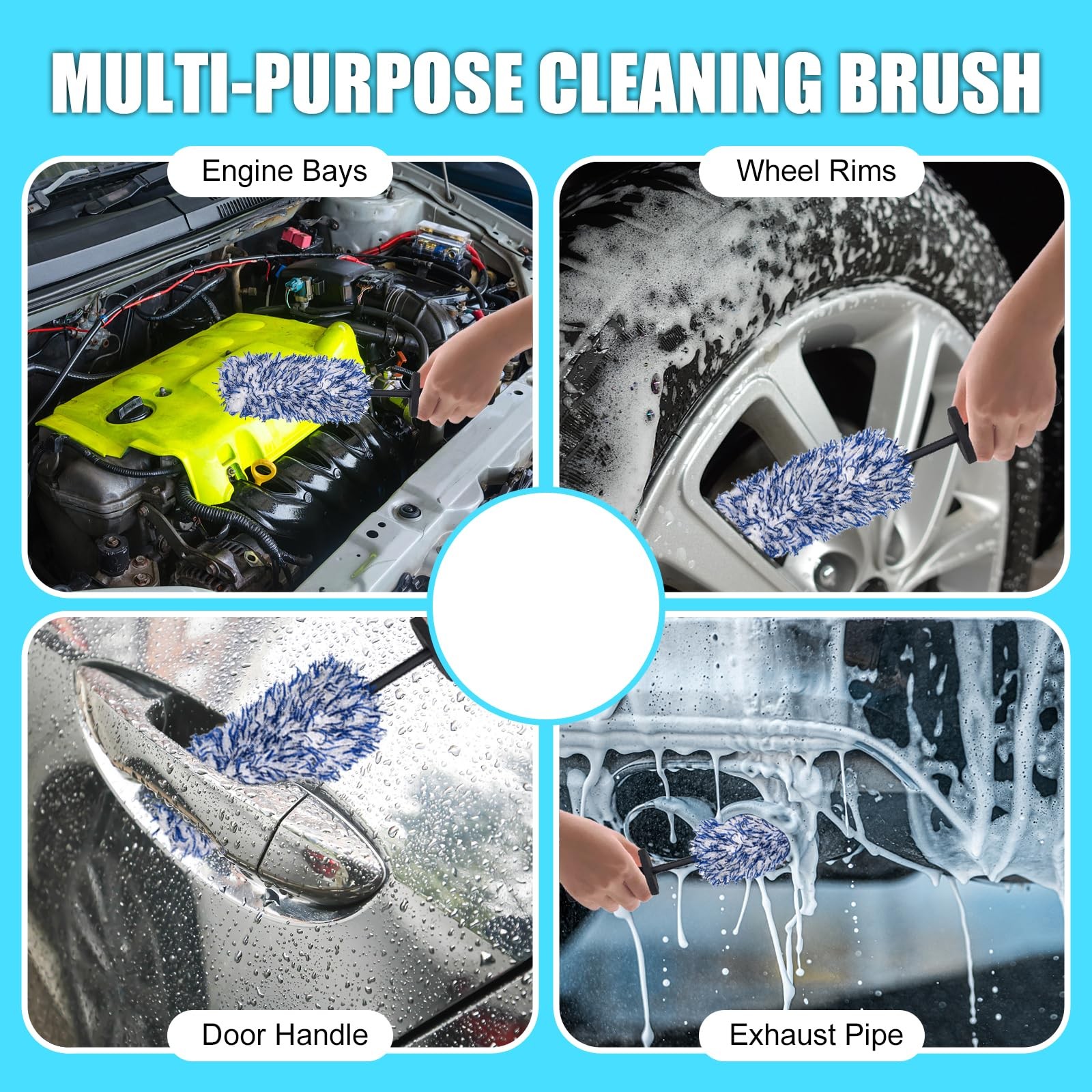 Car Cleaning Rim Cleaner Wheel Cleaning Brush, Metal Free Soft Synthetic Wool…