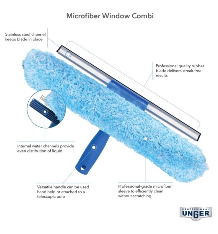 New Unger 921061 Professional Microfiber Window Squeegee and Scrubber 10” Wide