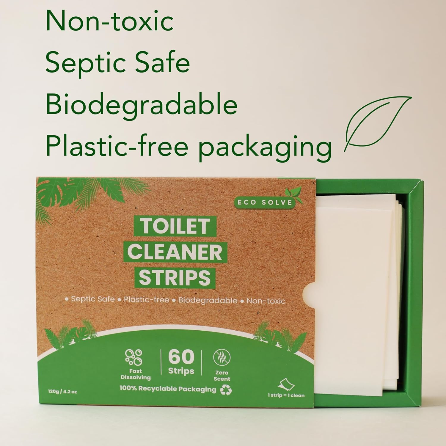 Toilet Bowl Cleaner Strips 60 Count, Unscented Eco-Friendly, Non-Toxic, Septic S
