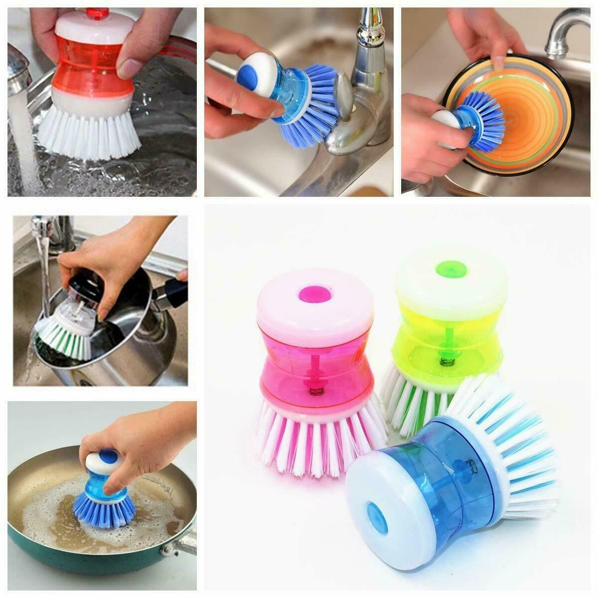 Brush Liquid Soap Cleaning Washing Pot Plastic Utensils Kitchen Dispenser-3 May