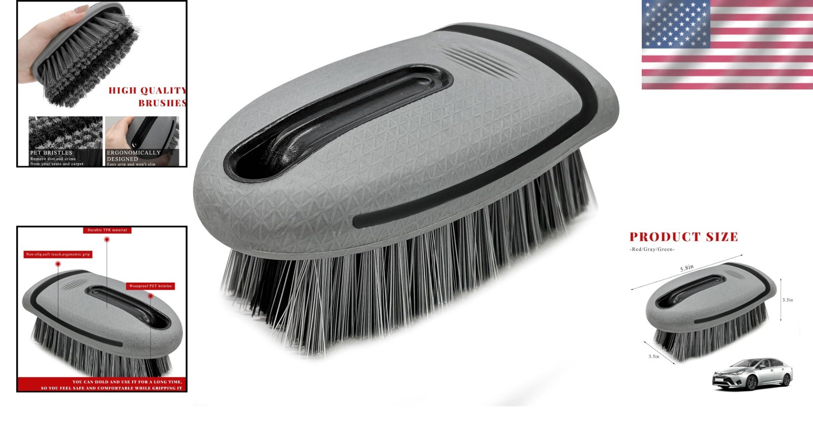 Carpet and Upholstery Cleaning Brush, Stiff Bristle Detailing Scrubber for Car I
