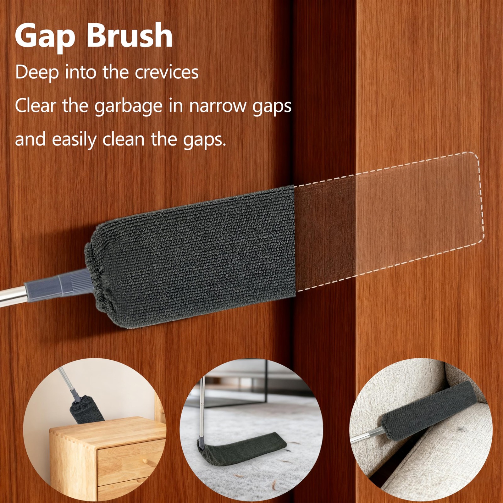 Retractable Gap Dust Cleaner Under Appliance Cleaning Tool with 5 Microfiber …