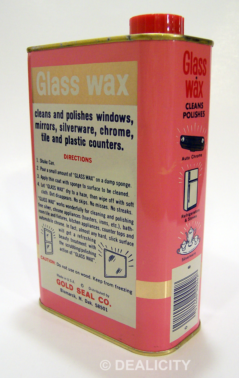 LARGE FULL GLASS WAX 32 oz NEW by Gold Sea1 Unused Glass & Metal Cleaner H11 Ⓟ