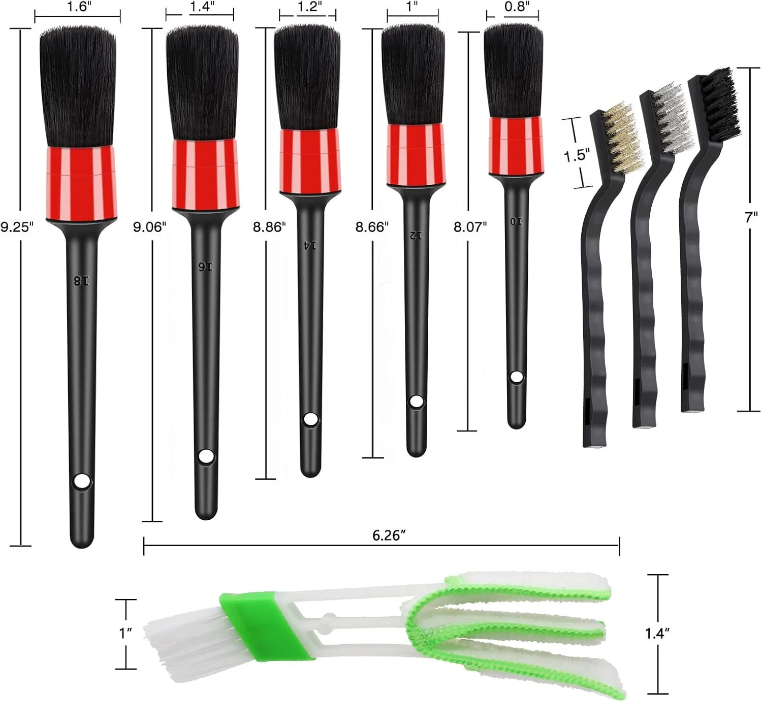 HMPLL 10pcs Auto Car Detailing Brush Set Car Interior Cleaning Kit Includes 5 Bo