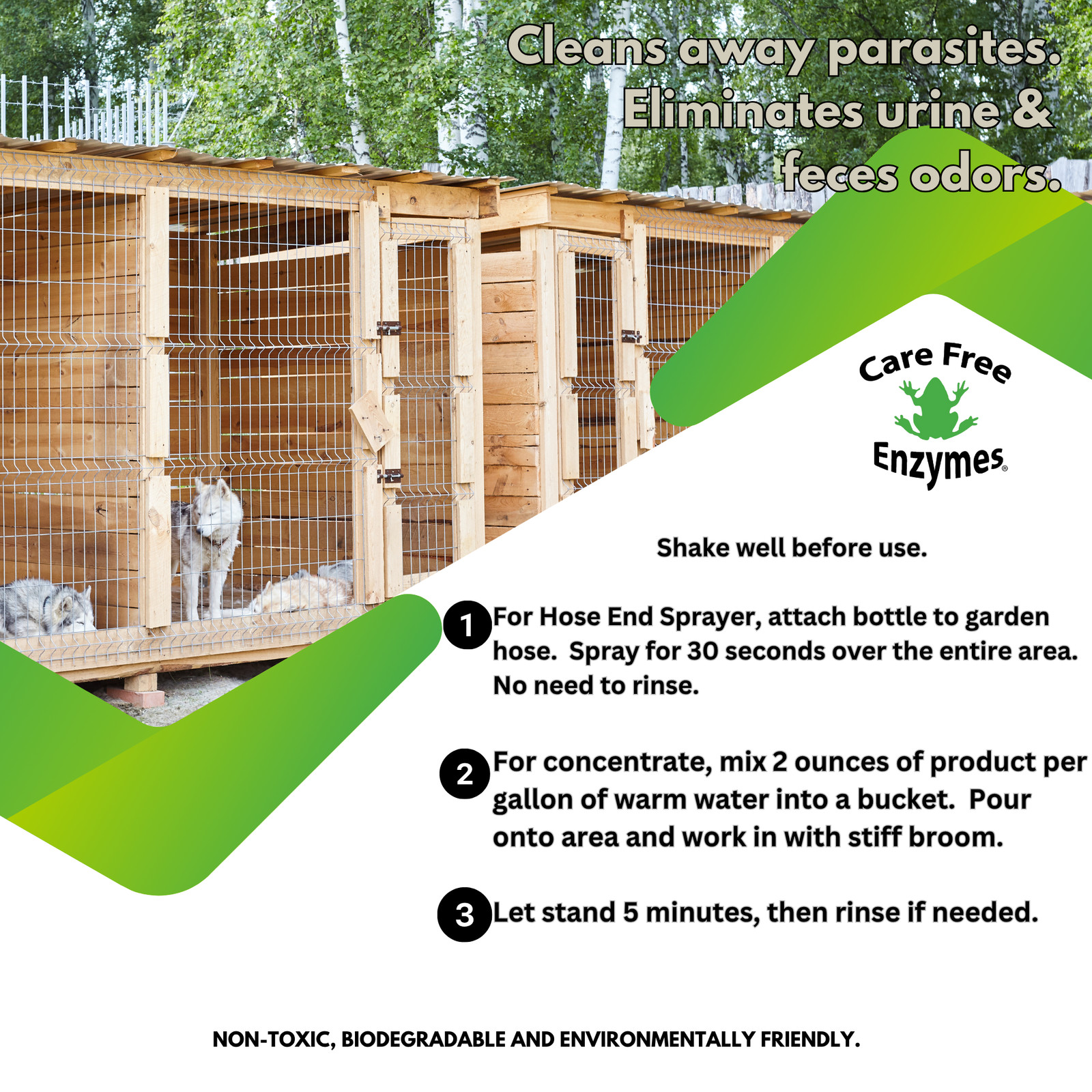 Outdoor Kennel & Cage Cleaner Concentrate | Eliminates Urine & Waste Odors | 32