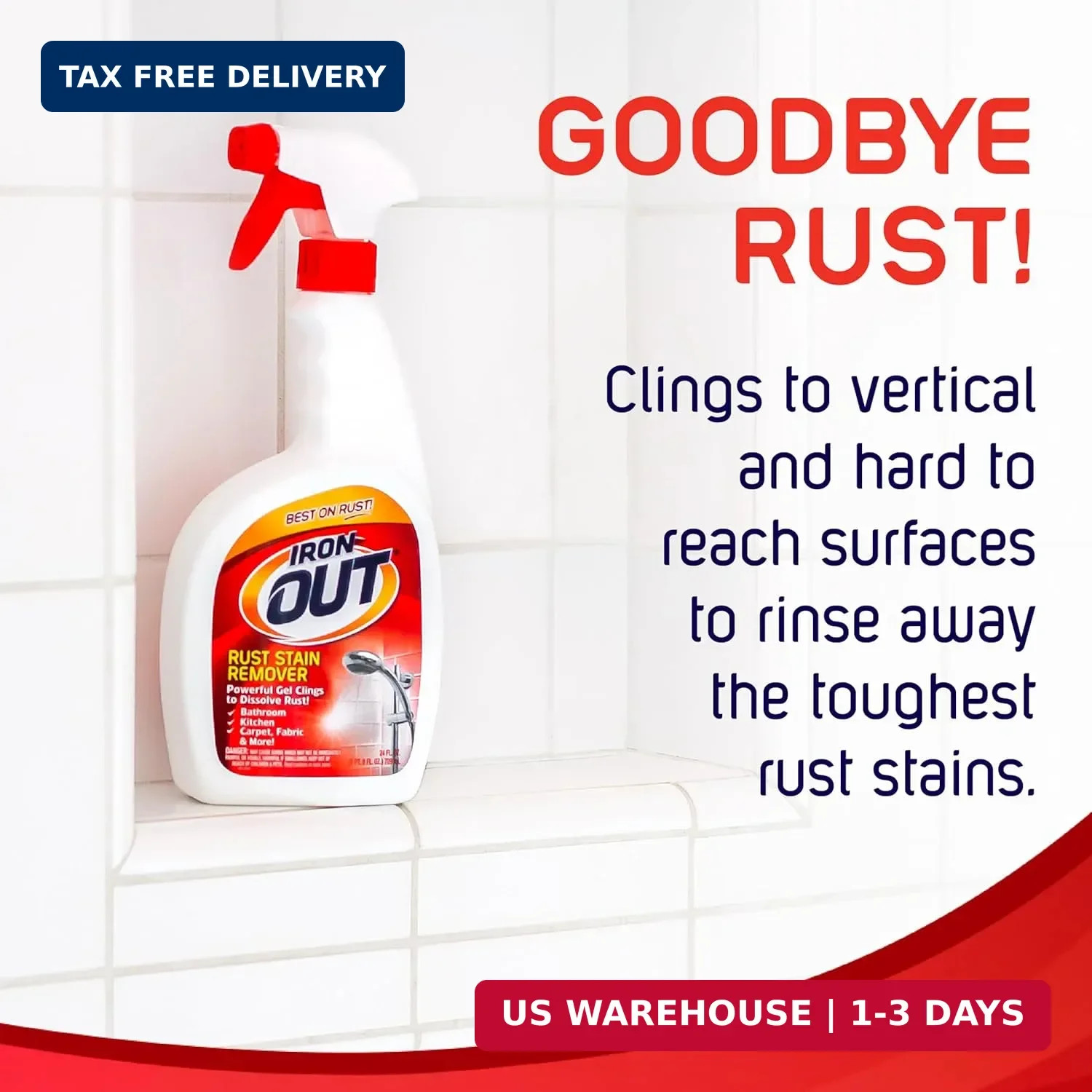 Iron OUT Rust Stain Remover Spray Gel, Remove Rust Stains in Bathrooms, Kitchens